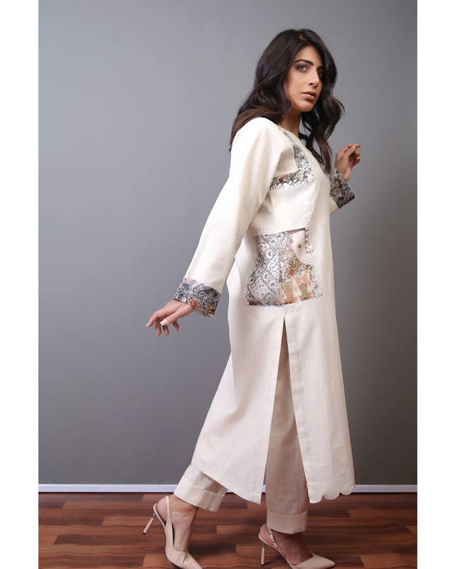 Elegant Khaddar Embroidered Shirt and Pant