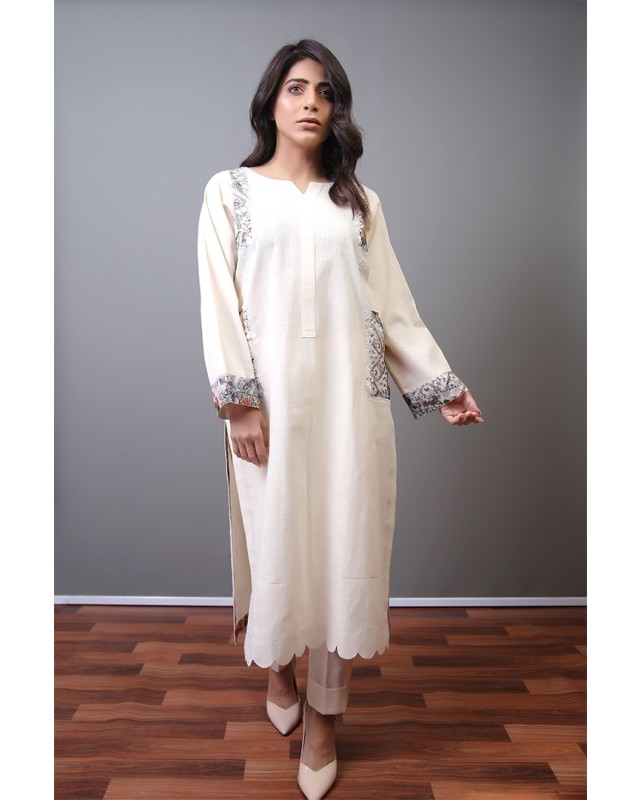Elegant Khaddar Embroidered Shirt and Pant