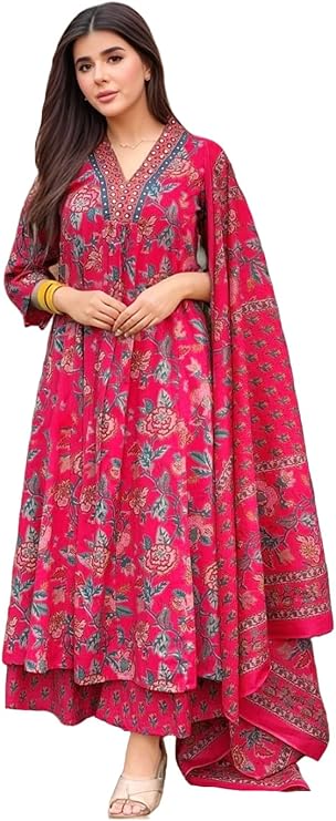 Liva Fashion Exquisite Floral Anarkali Set | V-Neck